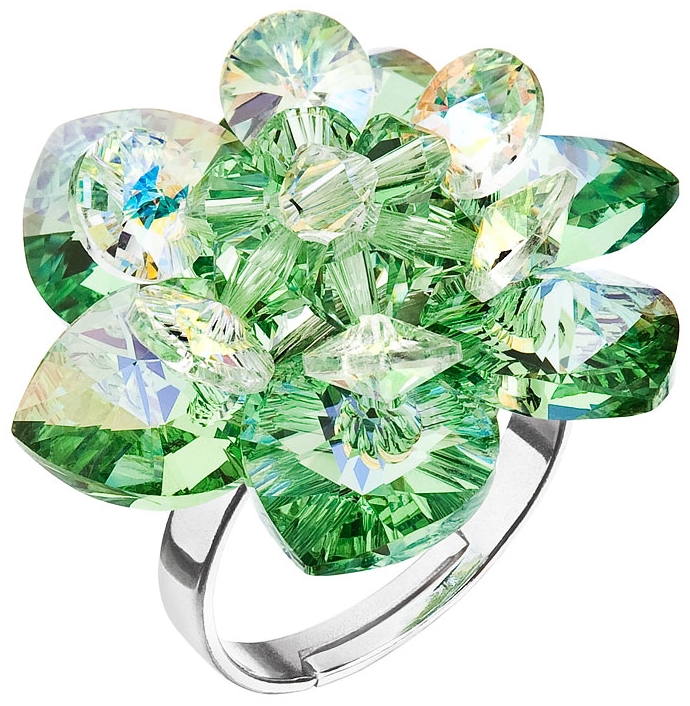 Strieborný prsteň s kryštálmi Swarovski zelená kytička 75001.3