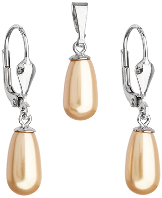 Sada šperkov s perlou Swarovski náušnice a prívesok zlatá kvapka 79007.5