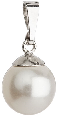 Strieborný prívesok s bielou guľatou perlou 734150.1