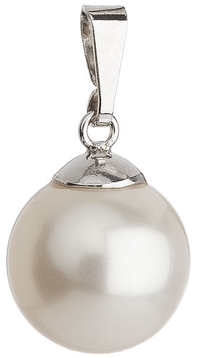 Strieborný prívesok s bielou guľatou perlou 734151.1