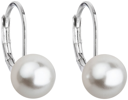 Náušnice bižutéria so Swarovski perlou biele okrúhle 71068.1
