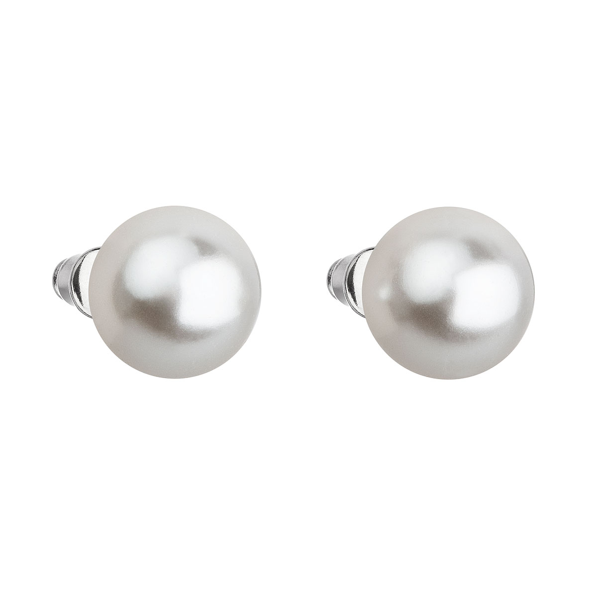 Náušnice bižutéria so Swarovski perlou biele okrúhle 71069.1