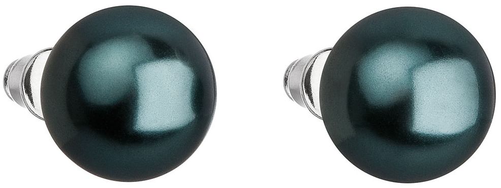 Náušnice bižutéria so Swarovski perlou zelené okrúhle 71069.3