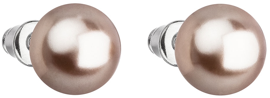 Náušnice bižutéria so Swarovski perlou hnedé okrúhle 71070.3