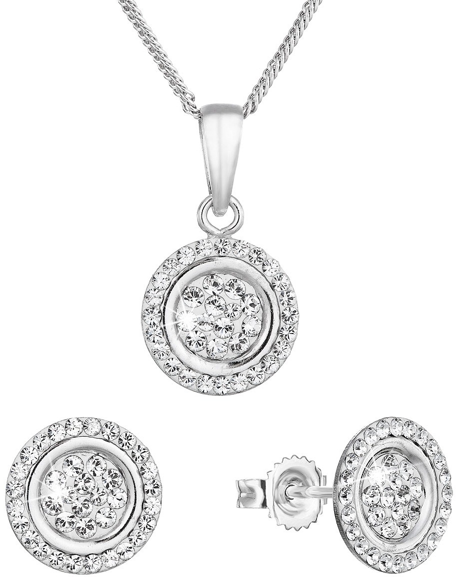 Sada šperkov s krištálmi Swarovski náušnice a prívesok v bielej farbe 79034.1