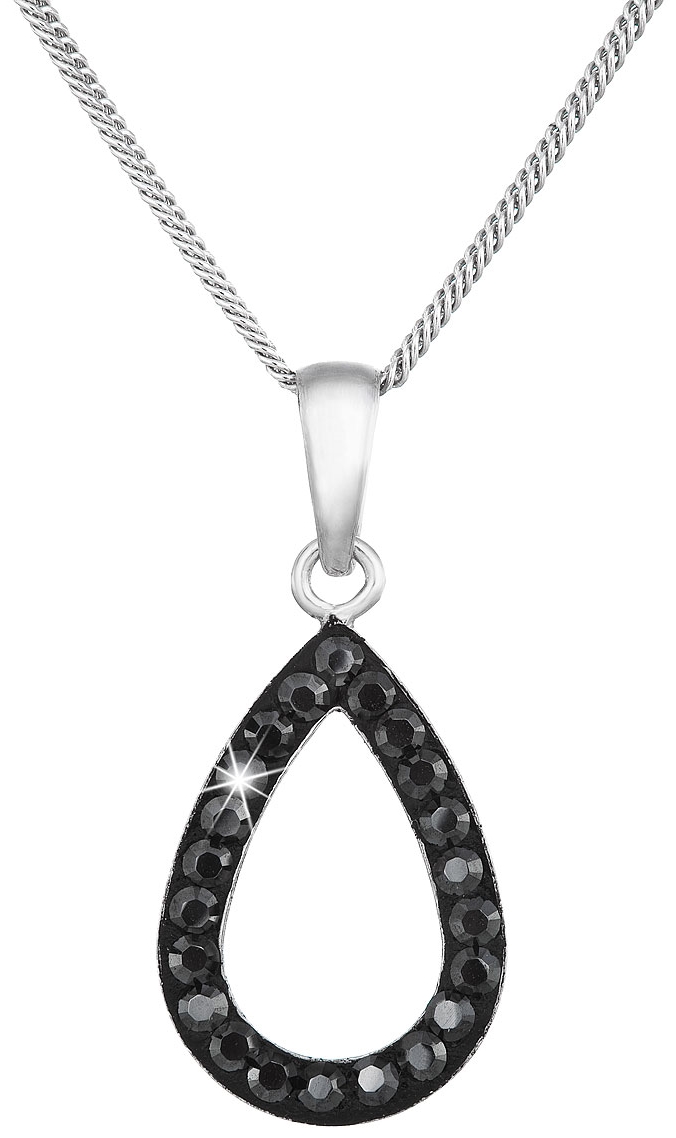 Strieborný náhrdelník s krištálmi Swarovski čierna slza 72059.5