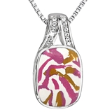 Strieborný náhrdelník ružovobiely mramor s kryštálmi 72064.1