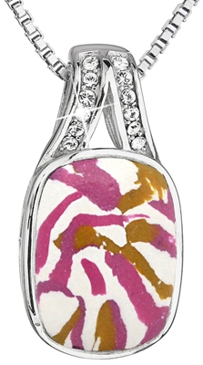 Strieborný náhrdelník ružovobiely mramor s kryštálmi 72064.1