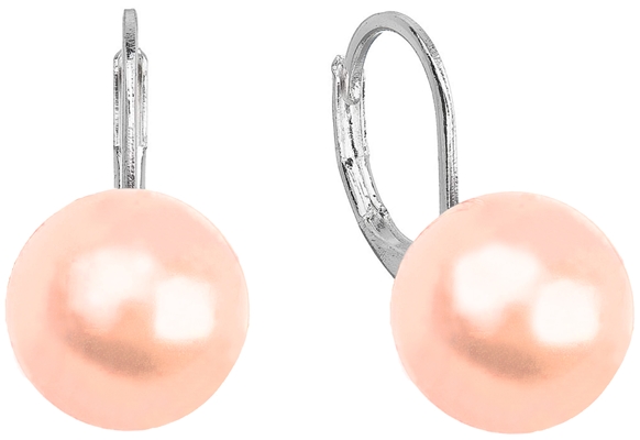 Náušnice bižutéria visiace so syntetickou perlou okrúhle 71123.3 lt.peach