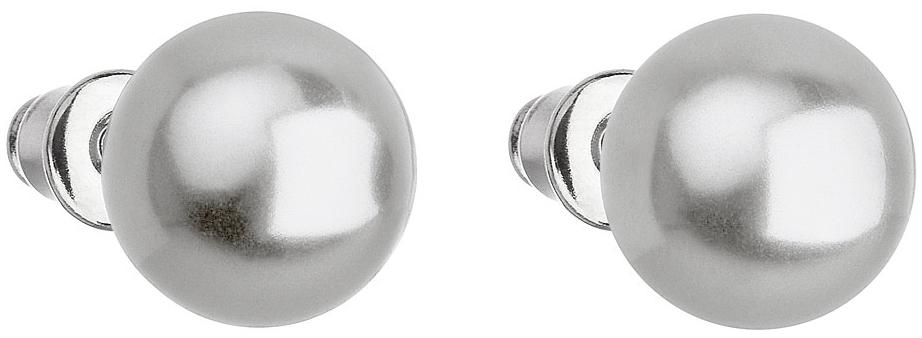 Náušnice bižutéria s perlou svetlo šedé okrúhle 71070.3