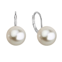 Náušnice bižutérny visiace so syntetickou perlou biela 71122.1 white
