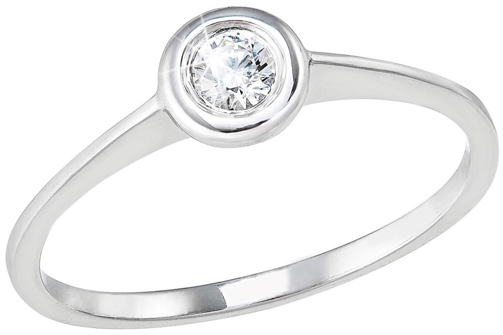 Strieborný prsteň s jedným zirkónom biely 885007.1