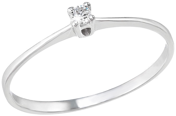 Strieborný prsteň s jedným jemným zirkónom biely 885008.1