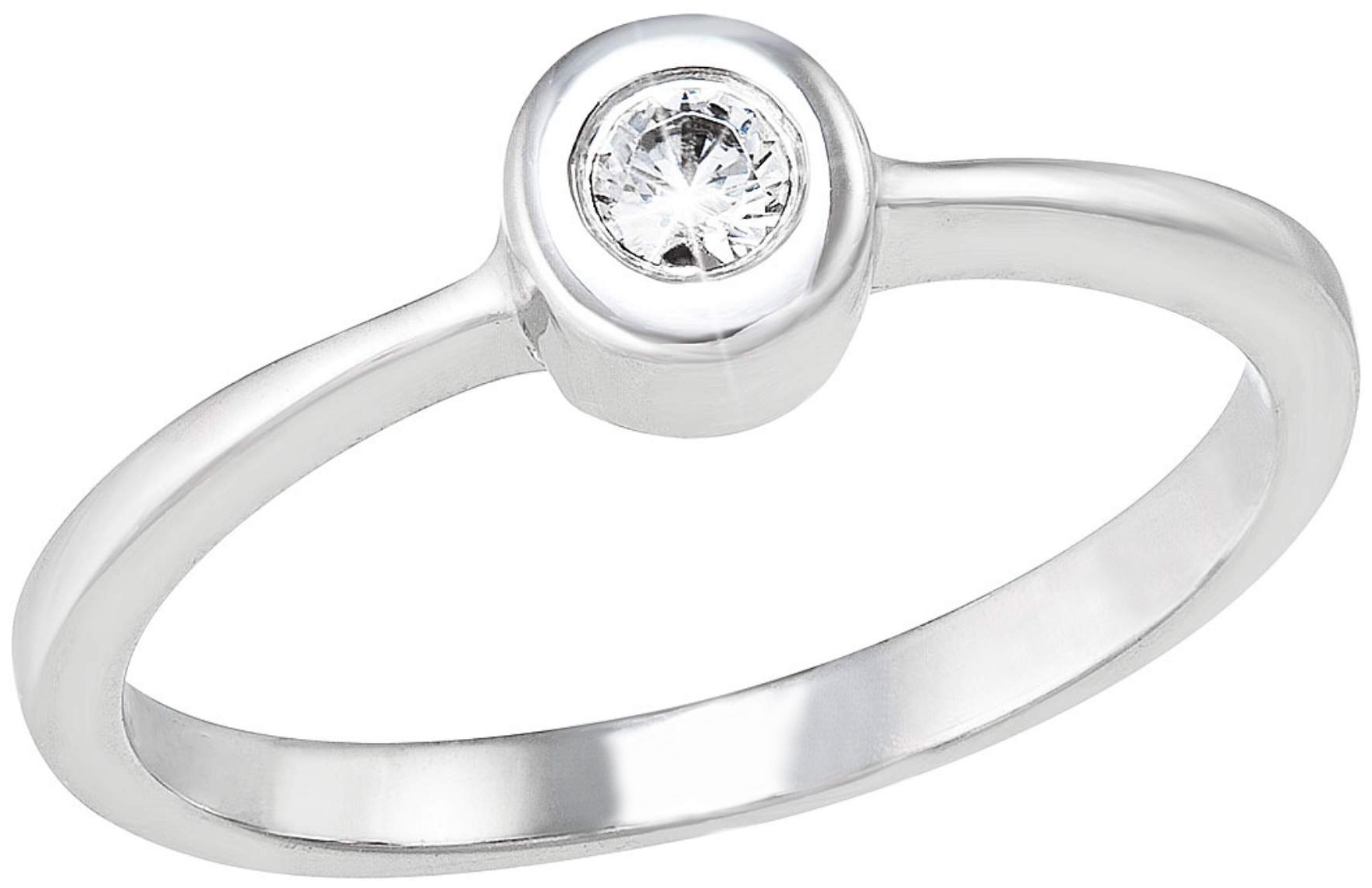 Strieborný prsteň s jedným zirkónom biely 885011.1