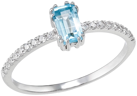 Strieborný prsteň so zirkónmi svetlo modrá 885020.3 sky blue