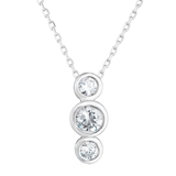 Strieborný náhrdelník s tromi zirkónmi v bielej farbe 882009.1