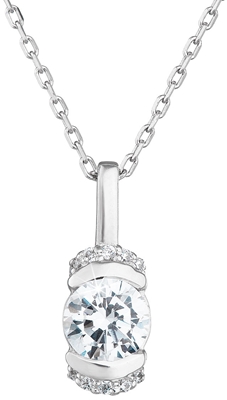 Strieborný náhrdelník so zirkónmi biely 882010.1