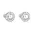 Strieborné náušnice perlička s krištálmi Swarovski a bielou perlou okrúhle 31314.1