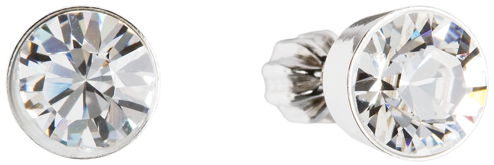 Strieborné náušnice pecka s kryštálmi Preciosa biele okrúhle 31113.1 crystal