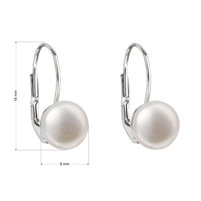 Strieborné náušnice visiace s bielou riečnou perlou 21009.1