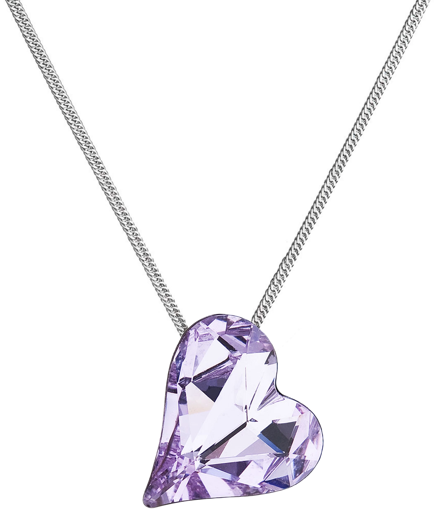 Strieborný náhrdelník kryštál srdca fialovej 72071.3 violet