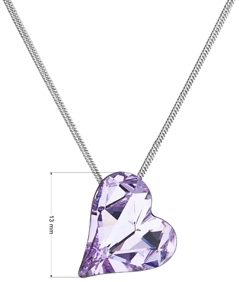 Strieborný náhrdelník kryštál srdca fialovej 72071.3 violet