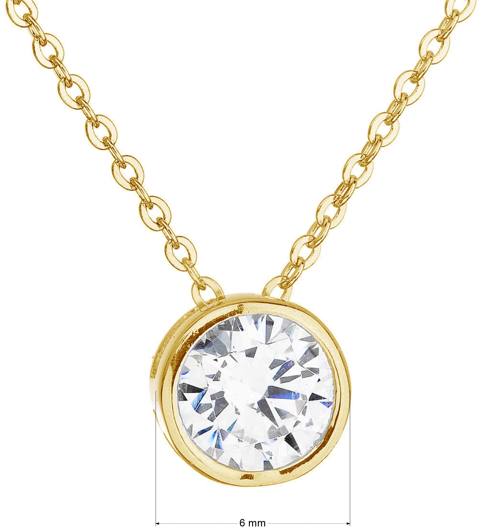 Zlatý náhrdelník s bielym zirkónom 92Z00013 crystal