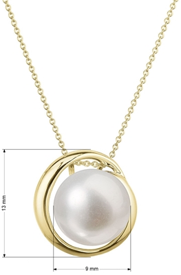 Zlatý 14 karátový náhrdelník žluté zlato s bílou říční perlou 92P00035