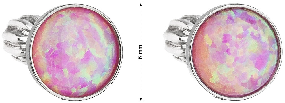 Strieborné náušnice kôstky so syntetickým opálom ružové okrúhle 11001.3