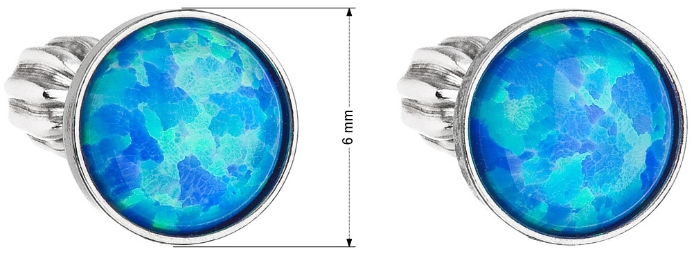 Strieborné náušnice kôstky so syntetickým opálom modré okrúhle 11001.3