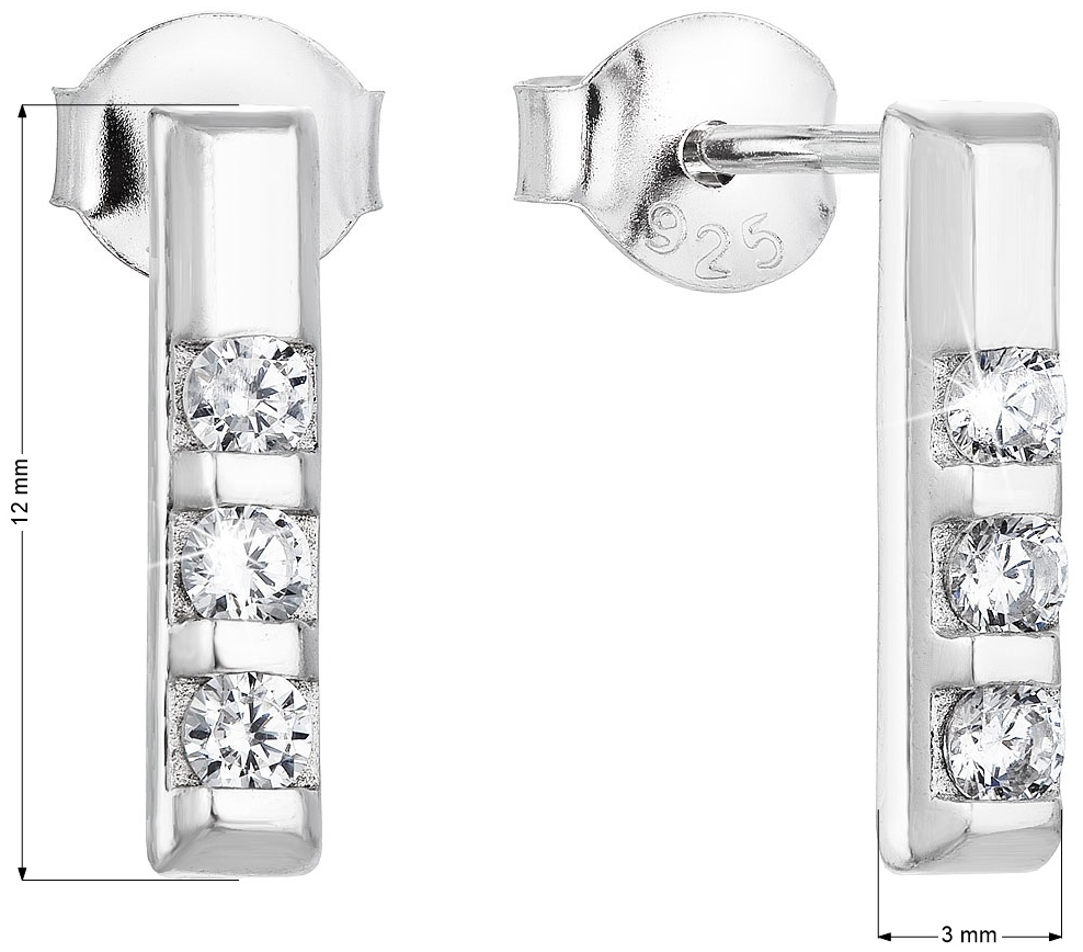 Strieborné náušnice perličky so zirkónom v bielej farbe 11009.1