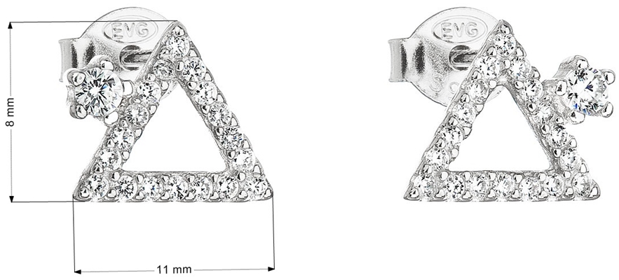 Strieborné náušnice kôstka so zirkónom biely trojuholník 11037.1
