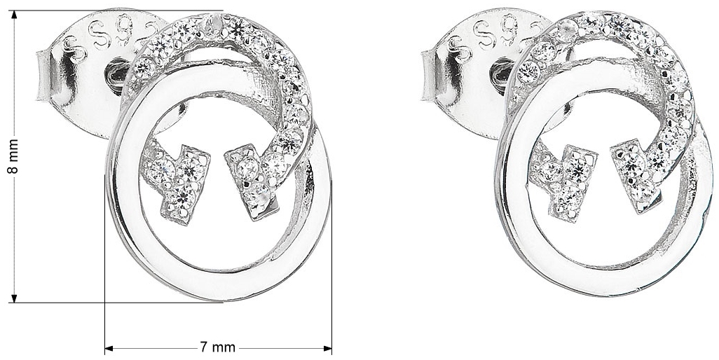 Strieborné náušnice perličky so zirkónom biely kruh 11162.1
