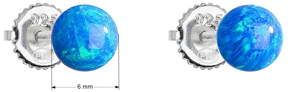 Strieborné náušnice kôstky so syntetickým opálom modré okrúhle 11246.3