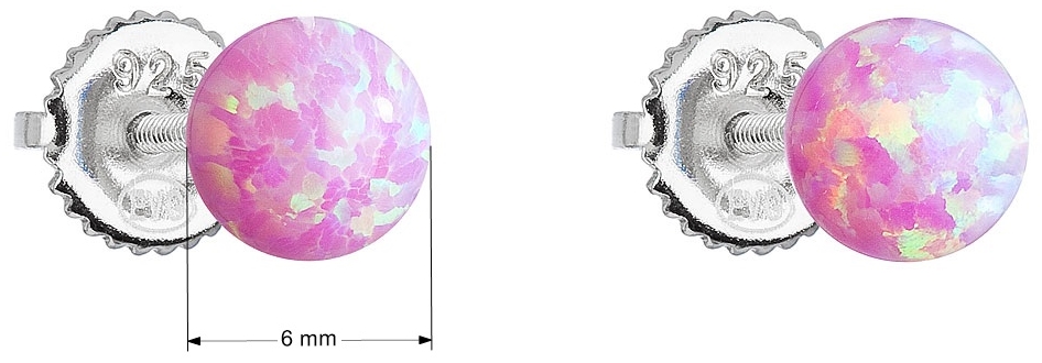 Strieborné náušnice kôstky so syntetickým opálom ružové okrúhle 11246.3