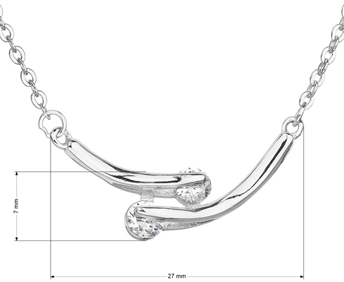 Strieborný náhrdelník so zirkónom v bielej farbe 12009.1