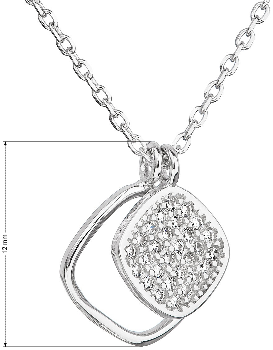 Strieborný náhrdelník so zirkónom v bielej farbe 12013.1