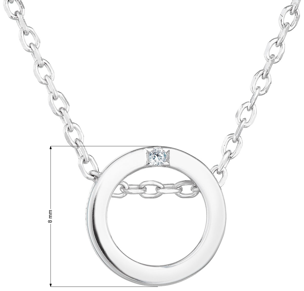 Strieborný náhrdelník so zirkónom biely okrúhly 12015.1