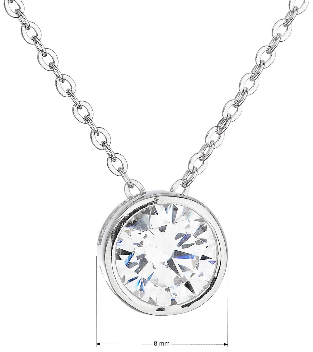 Strieborný náhrdelník so zirkónom v bielej farbe 12017.1