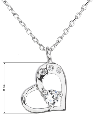 Strieborný náhrdelník so zirkónom biele srdce 12022.1