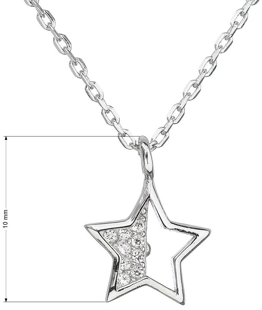 Strieborný náhrdelník so zirkónom biela hviezdička 12024.1