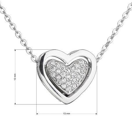 Strieborný náhrdelník so zirkónom biele srdce 12029.1