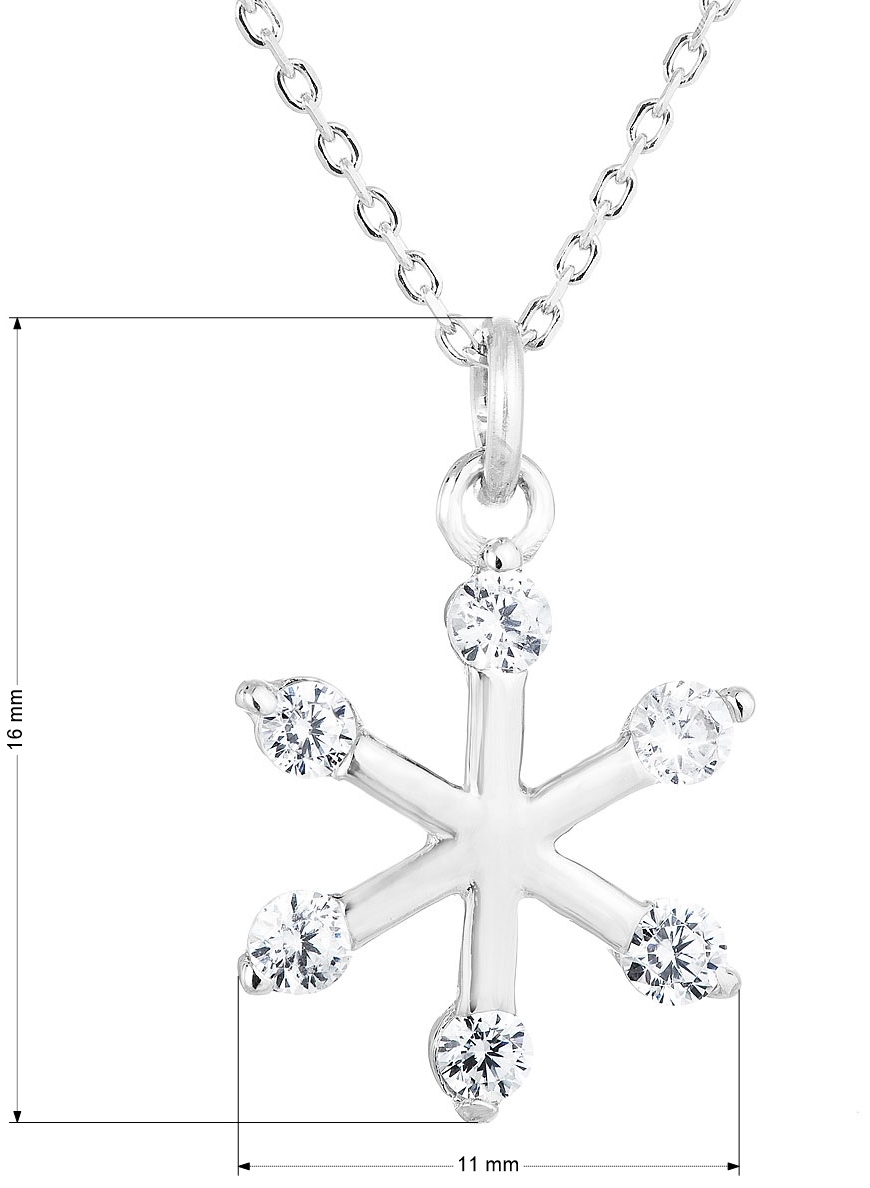 Strieborný náhrdelník so zirkónom biela vločka 12030.1