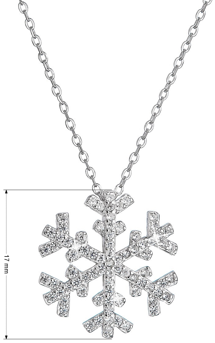 Strieborný náhrdelník so zirkónmi snehová vločka 12047.1