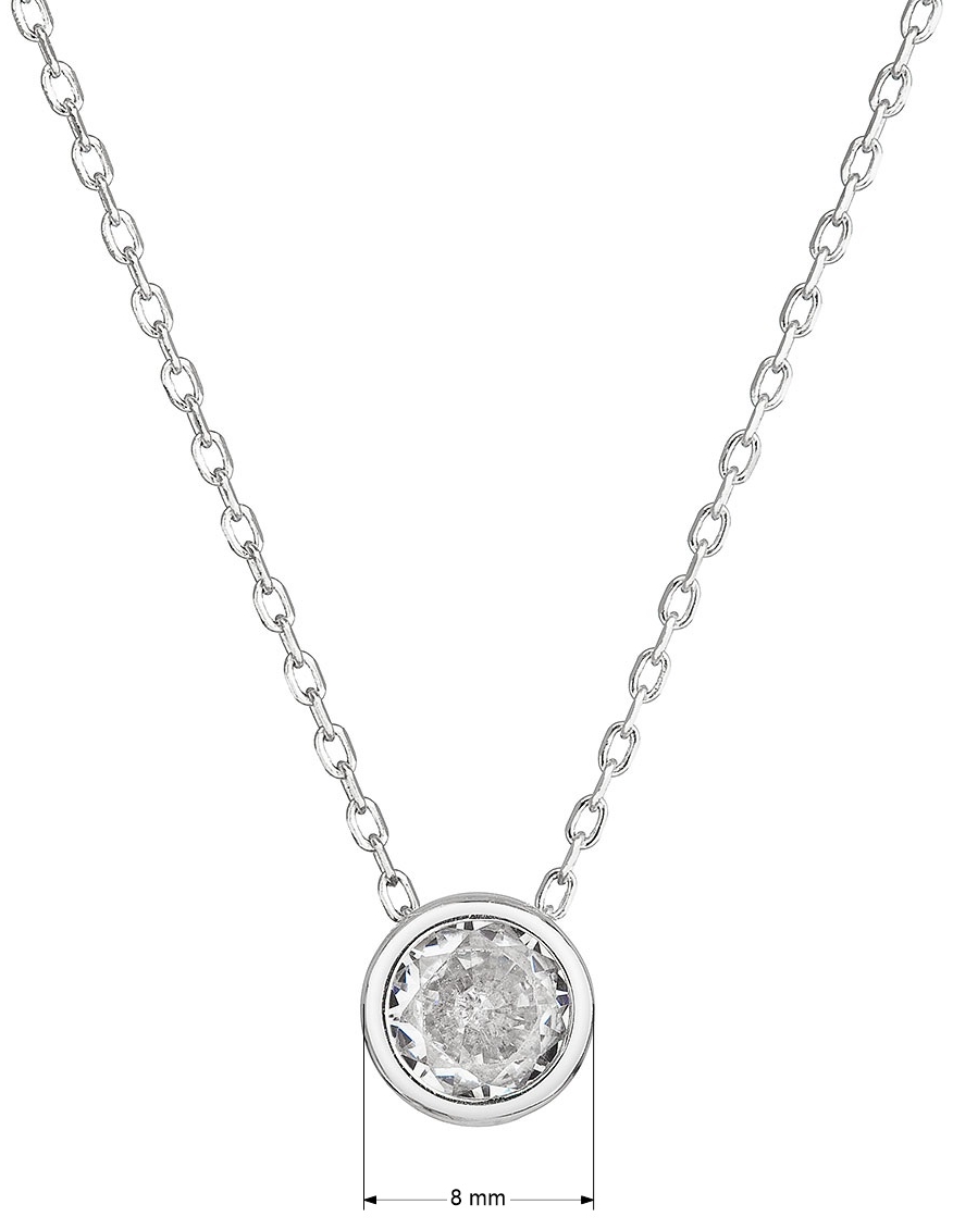 Strieborný náhrdelník so zirkónom v bielej farbe 12052.1 crystal