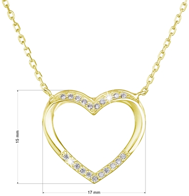 Pozlátený náhrdelník srdca s bielymi zirkónmi 12010.1 Au plating