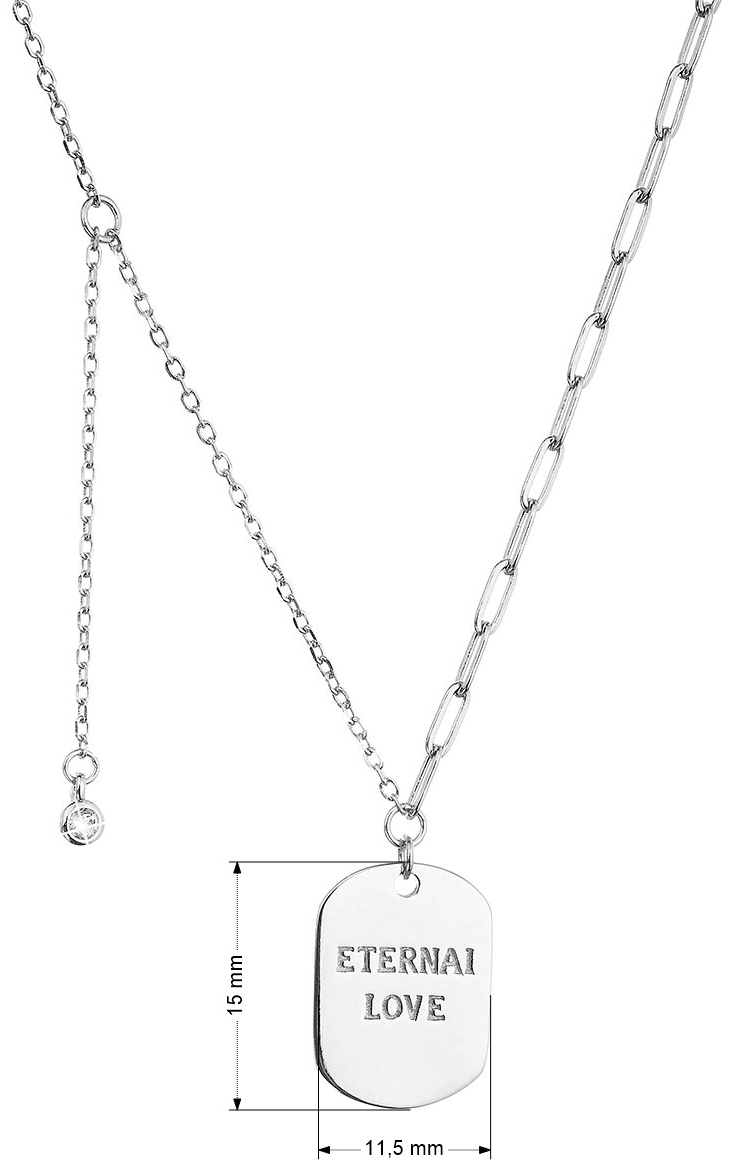 Strieborný náhrdelník placička ETERNAI LOVE a prívesok s mini zirkónikom 12070.1