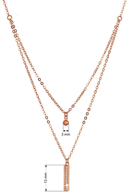 Pozlátený strieborný ROSE náhrdelník gulička a úzky obdĺžnik so zirkónmi biely 12057.1 crystal