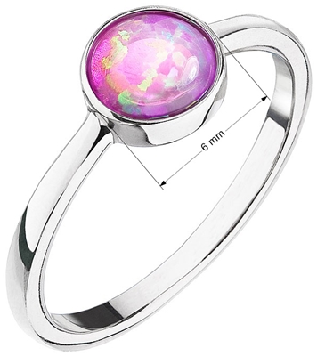 Strieborný prsteň so syntetickým opál ružový guľatý 15001.3