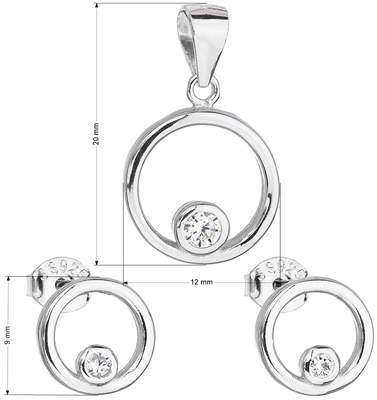 Sada šperkov so zirkónom náušnice a prívesok biely kruh 19018.1